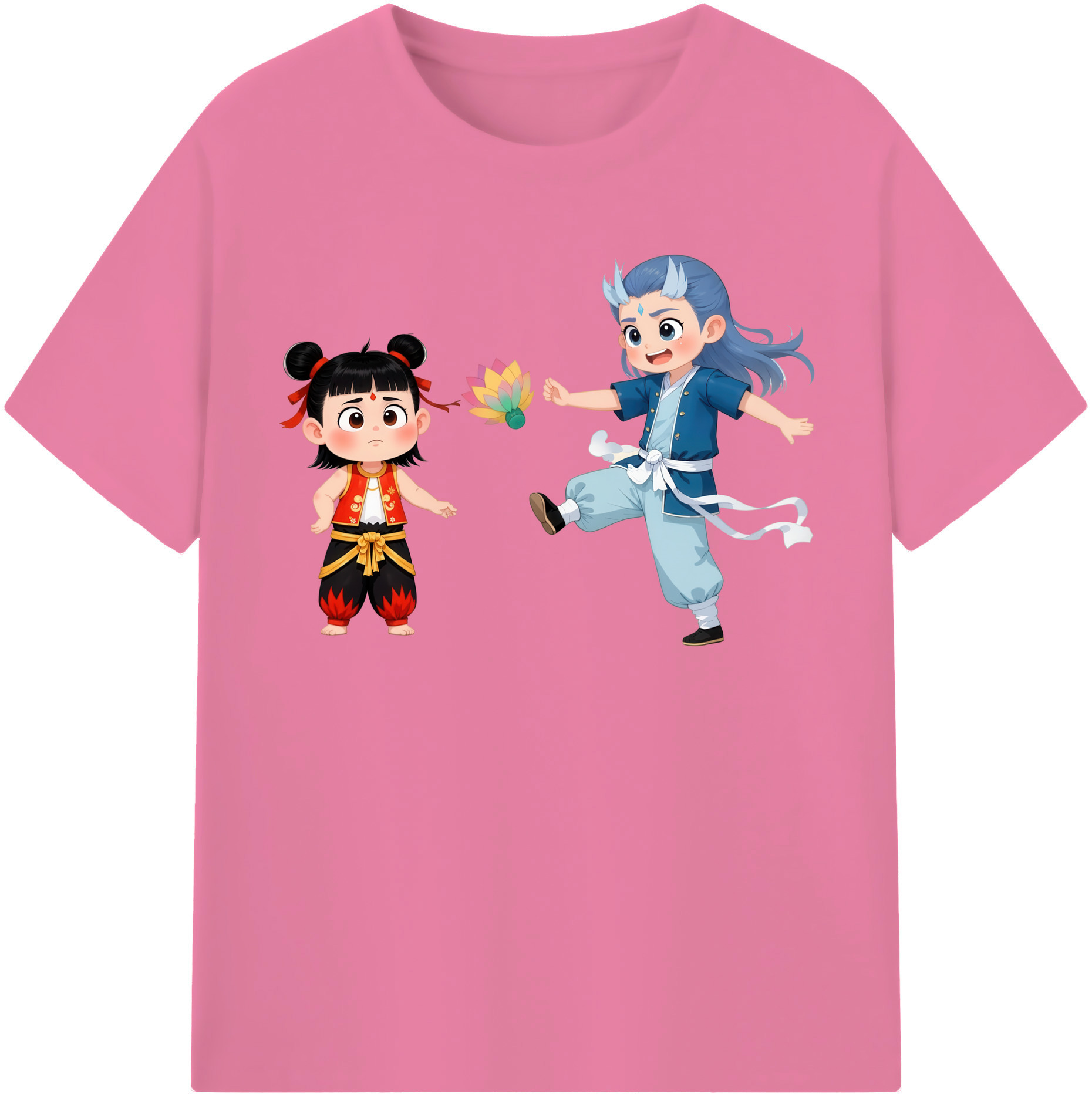 （画像用） Ne Zha 2 ナタ 魔童の大暴れ 綿100％半袖Tシャツ（フロントプリント）